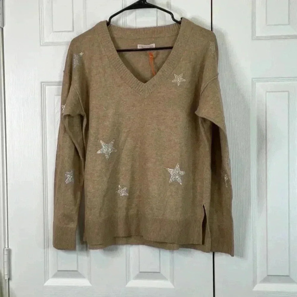 Knox Rose Women's V-Neck Pullover Sweater Tan Size S - Picture 2 of 9